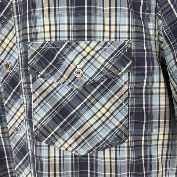 Kuhl Mens Shirt Short Sleeve Button Front Blue Plaid Men's Medium - Picture 4 of 10